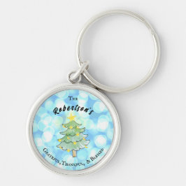 Tack, tack och lycka till med personligen rund silverfärgad nyckelring