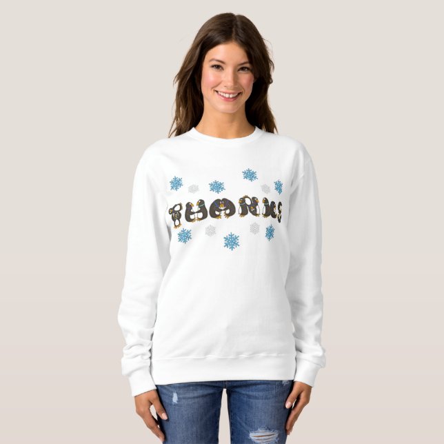 Tack Tack Penguin Winter Snowflake Helgdag T-shirt (Hel framsida)