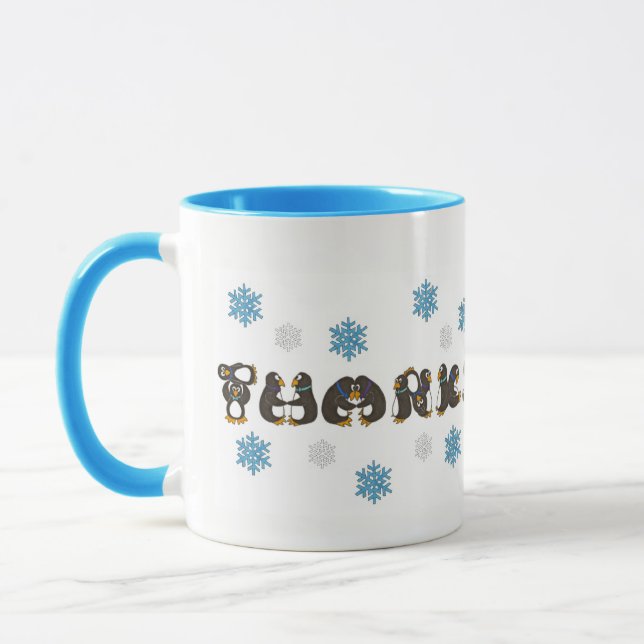 Tack Tack Penguin Winter Snowflake Snö Mugg (Vänster)
