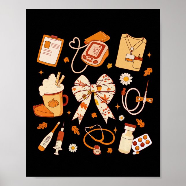Tack, tack, sjuksköterska Fall Stethoscope Coquett Poster (Framsidan)