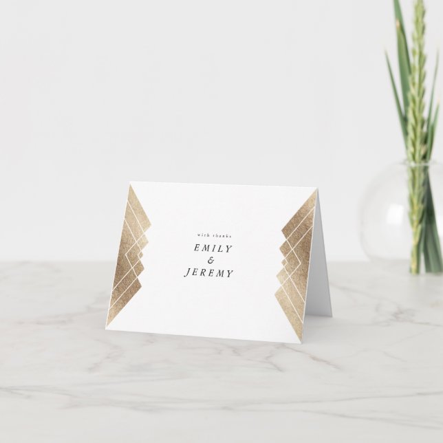 Tack, tack, tack, du-kort för Geometric White Guld Tack Kort (Framsida)