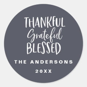 Tack, tack, välsignad thanksgiving runt klistermärke