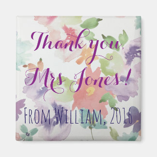 Tack Teacher (ditt namn) Flowers Magnet