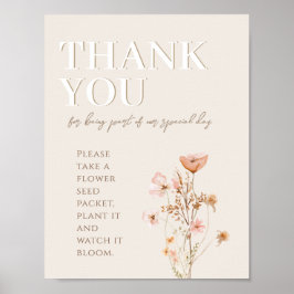 Tack-tecken för Wildblommes babyskare Poster