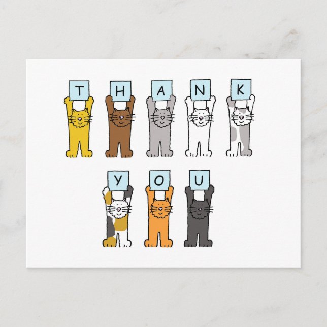 Tack Tecknad Cats Vykort (Framsida)