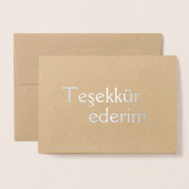 Tack (Teşekkür ederim) på turkiska Blank Folierat Kort