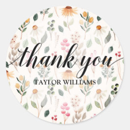 Tack Text Trädgårdsblommor Runt Klistermärke