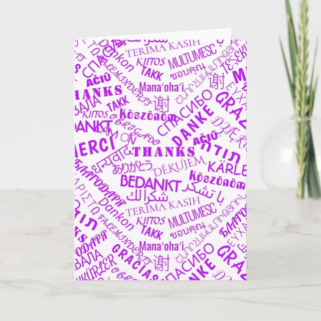 Tack-textkort, flerspråksspråk, Ord Kort (Framsida)