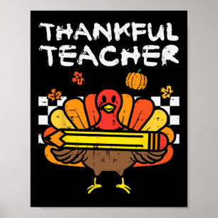 Tack, Thanksgiving för lärare Turkiet Retro Fall W Poster