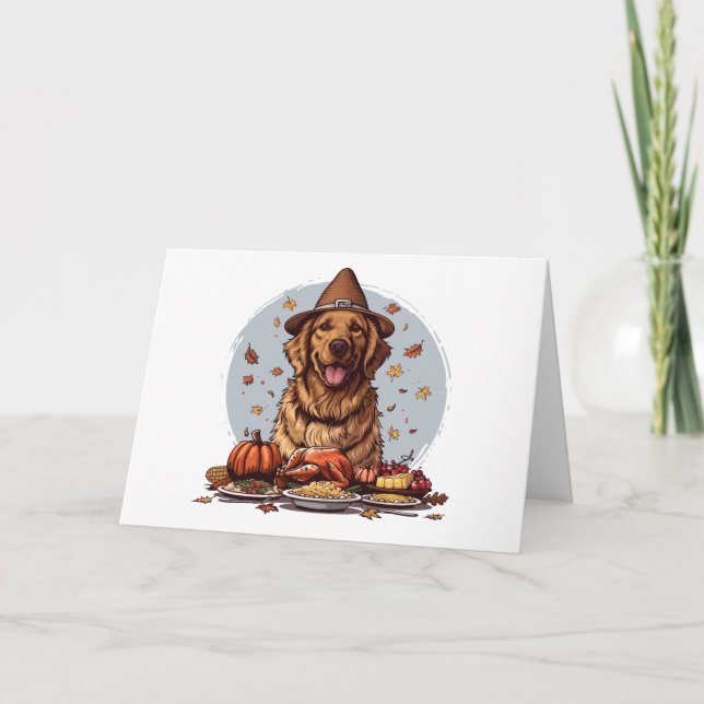 Tack Thanksgiving Golden Retriever Hund Kort (Framsida)