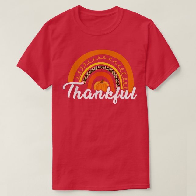 Tack Thanksgiving Leopard Rainbow Shirt för Wo T (Design framsida)