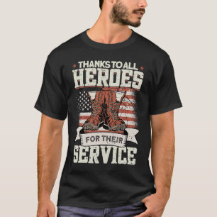 Tack till alla hjältar för deras tjänste- och vete t shirt