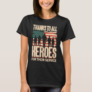 Tack till alla hjältar för deras tjänste- och vete t shirt