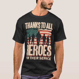 Tack till alla hjältar för deras tjänste- och vete t shirt