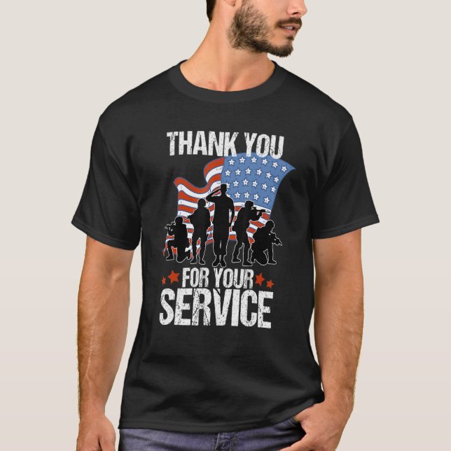 Tack till amerikanska Flagga T Shirt (Framsida)