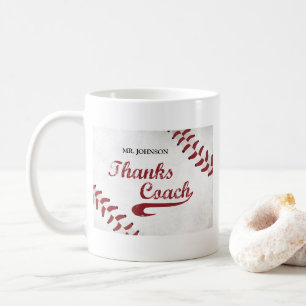 Tack till Baseball Coach Stor Grunge Baseball Kaffemugg