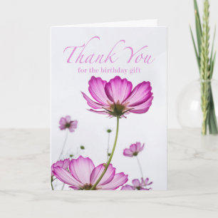 Tack till Birthday Gift, Cosmos Flowers Kort