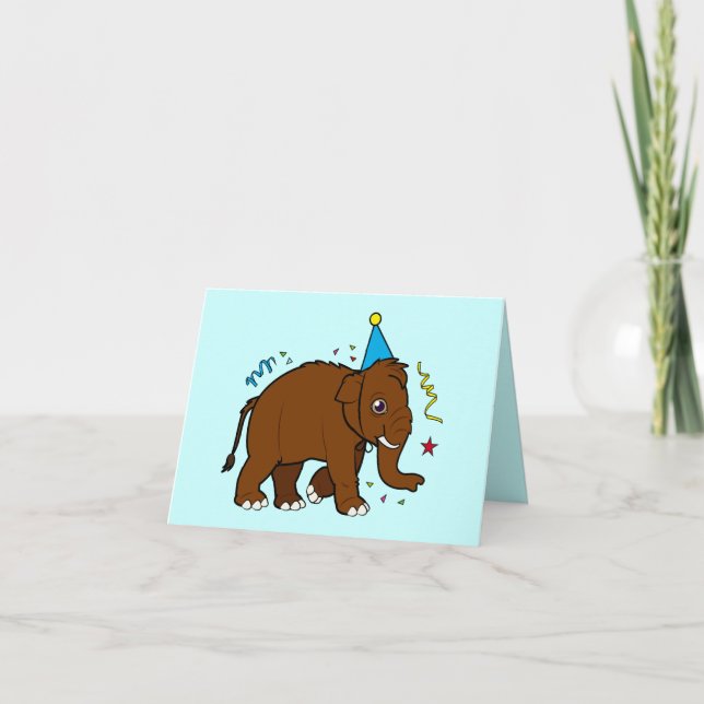 Tack till Birthday Present Wooly Mammoth Kort (Framsida)