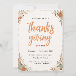 Tack till bords-inbjudan för höstpumpa i rostfärga inbjudningar