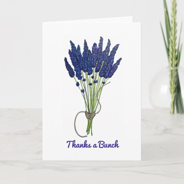Tack till Bunch Lavender Flower Bouquet Tack Helgkort (Framsida)