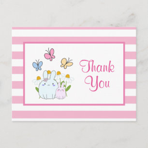 Tack till Cute Bunnies, Butterflies och Flowers Pa Vykort
