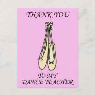 tack till Dance Teacher Ballet Shoes Vykort
