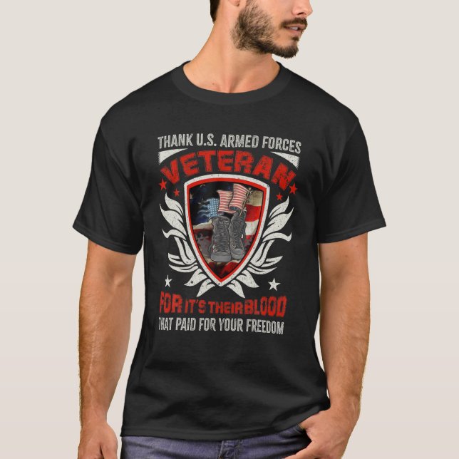 Tack till de amerikanska väpnade styrkorna Veteran T Shirt (Framsida)