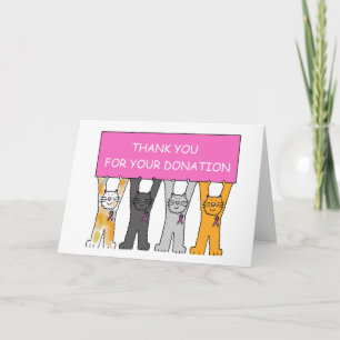 Tack till din donation, Rosa Ribbon Cats. Kort