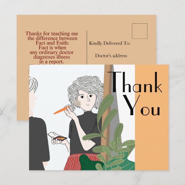 Tack till doktor vykort (Fram/baksida)