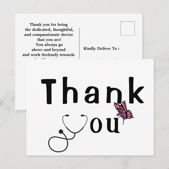 Tack till doktorn vykort (Fram/baksida)