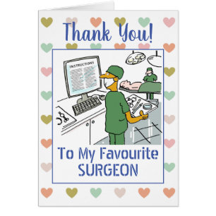 Tack till en asiatisk kirurg hälsningskort