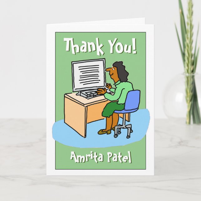 Tack till en asiatisk kvinnlig Office Worker Kort (Framsida)