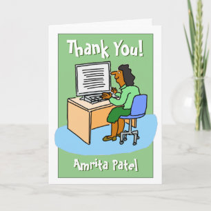 Tack till en asiatisk kvinnlig Office Worker Kort