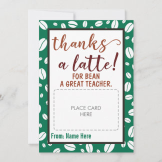 Tack till en innehavare av ett Latte Teacher Coffe Julkort