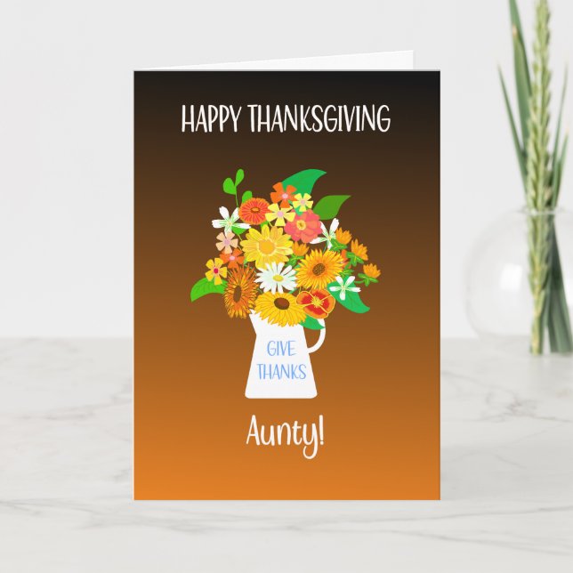 Tack till Faster Blomsterbukett till Thanksgiving Kort (Framsida)
