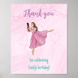 Tack till firande - Ballerina Birthday Poster