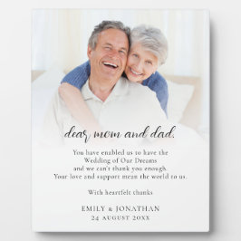 Tack till föräldrar från Newlyweds Bröllop