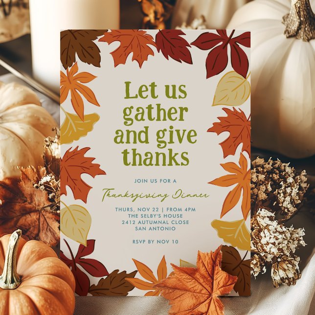 Tack till hösten Inbjudan (Falling Leaves Thanksgiving Holiday Invitation Card)