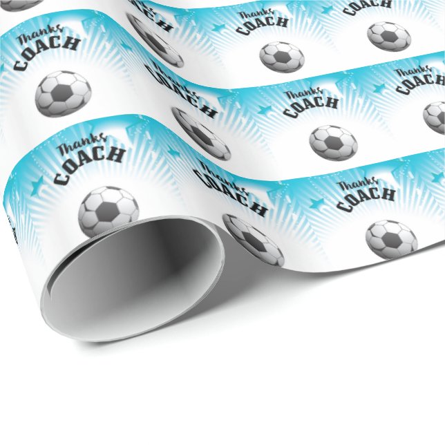 Tack till idrottskassan Aqua Blue Stars Boll Presentpapper (Rullad Hörn)