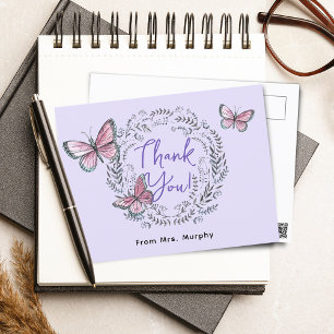 Tack till lärare Fjäril Vykort