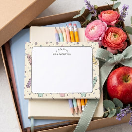 Tack till lärare Pastell Krita Mönster Post-it Block