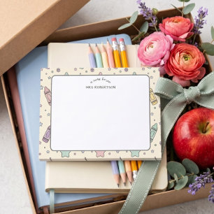Tack till lärare Pastell Krita Mönster  Post-it Block
