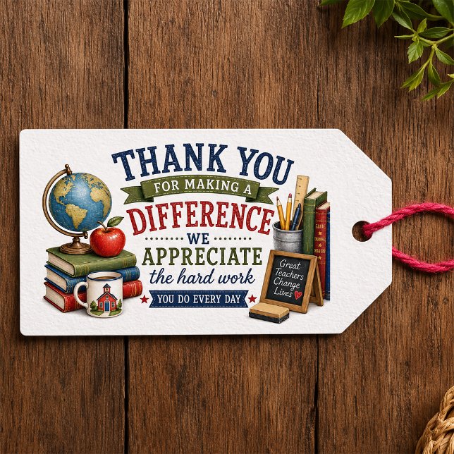 Tack till lärare  presentetikett (Teacher Appreciation Favor Tag)
