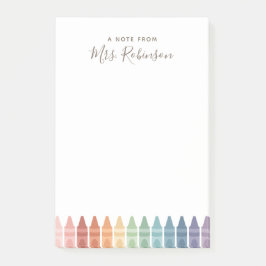 Tack till lärare Regnbågsfärg Krita Post-it Block