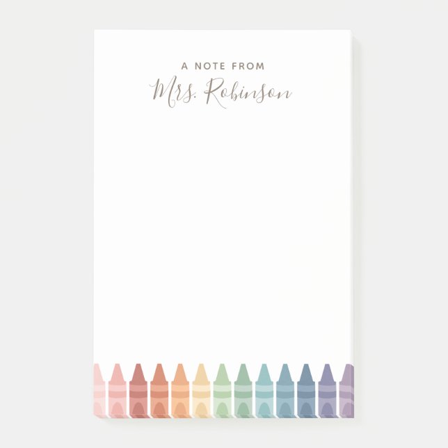 Tack till lärare Regnbågsfärg Krita Post-it Block (Framsida)