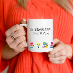 Tack till läraren Lär Inspirera Upprepa Anpassad Kaffemugg