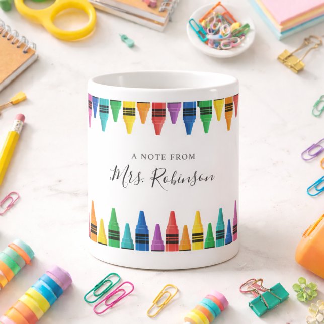 Tack till läraren regnbågsfärgkritor kaffemugg (Teacher Appreciation Rainbow Crayon Coffee Mug
)