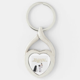 Tack till make och far twisted heart silverfärgad nyckelring