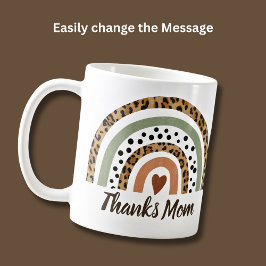 Tack till Mamma Leopard Spots Print Boho Rainbow Kaffemugg