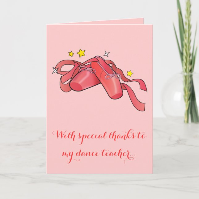 Tack till min danslärare: Red Ballet Shoes Kort (Framsida)